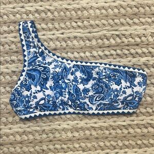 Blue and White Paisley Bikini Top